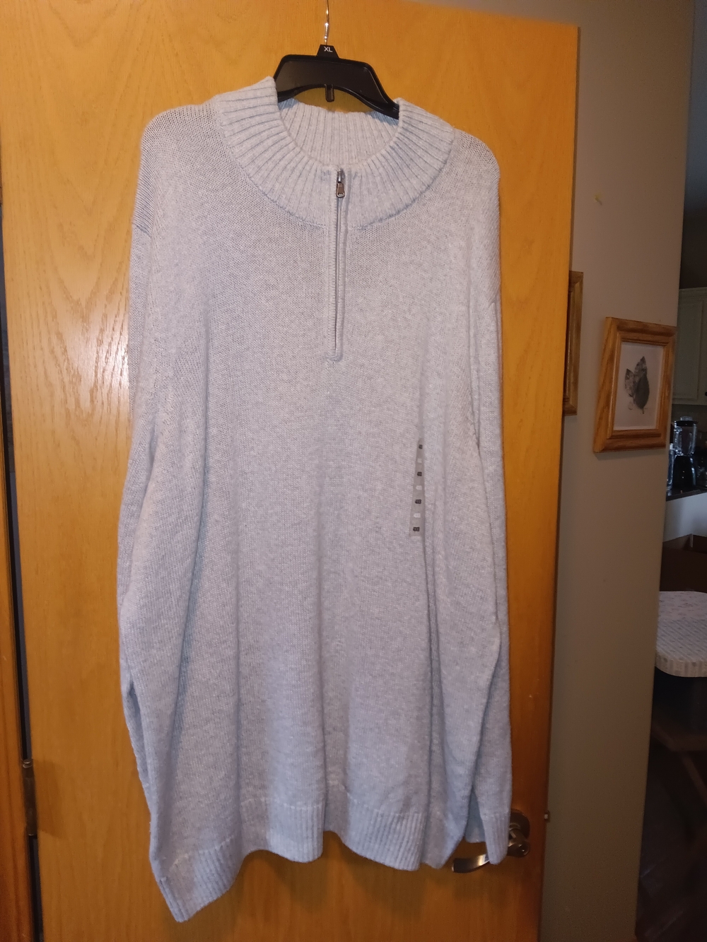 Mens Size 4XL, Sonoma Light Gray Quarter-Zip Men's Sweater